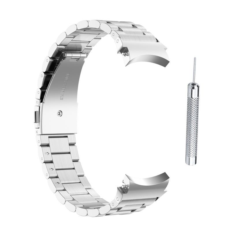 erorex For Samsung Galaxy Watch4 / Watch4 Classic Three Strains Steel Watch Band(Silver) - Image 1