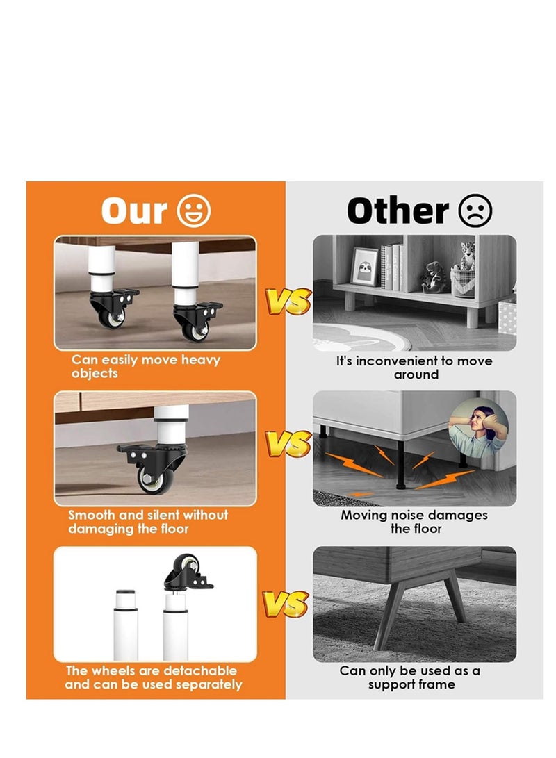 Movable Adjustable Metal Table Leg with 360° Wheel Kaki Meja Bed Leg Support Sofa Leg Furniture Feet - Image 4