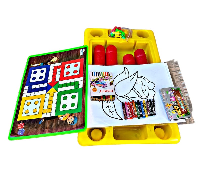 RUHANI Ruhani Activity Table with Board Game for Drawing Painting Sketching and Playing Ludo for Kids Multicolour  - Image 2