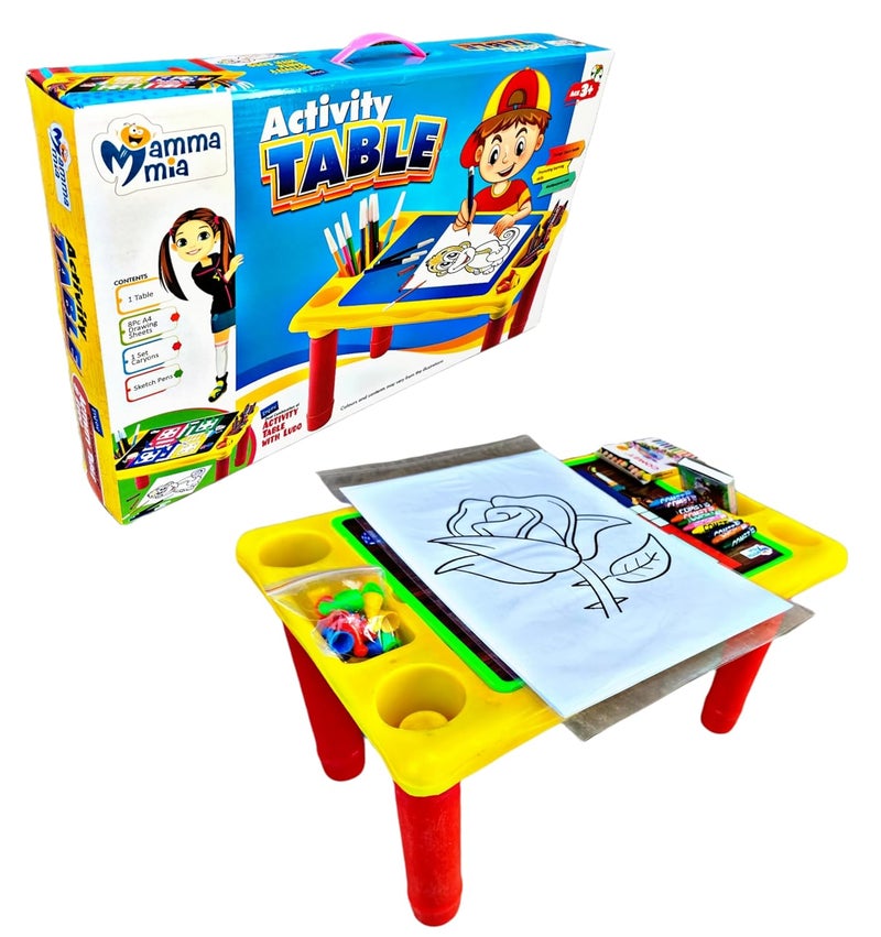 RUHANI Ruhani Activity Table with Board Game for Drawing Painting Sketching and Playing Ludo for Kids Multicolour  - Image 4