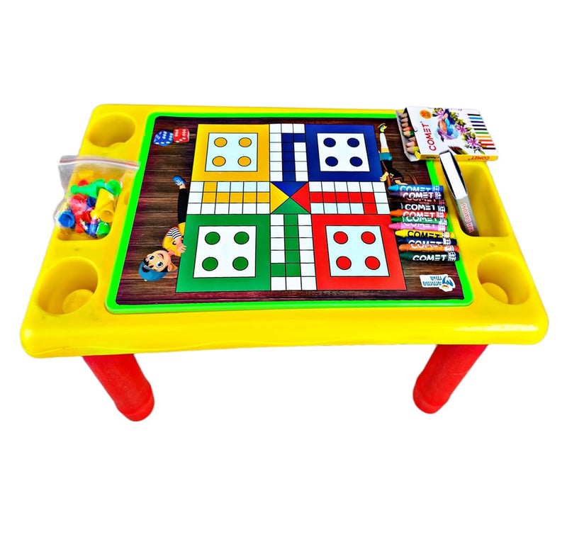 RUHANI Ruhani Activity Table with Board Game for Drawing Painting Sketching and Playing Ludo for Kids Multicolour  - Image 3