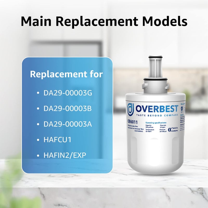 Overbest DA29-00003G Refrigerator Water Filter, Replacement for Samsung DA29-00003G, DA29-00003B, DA29-00003A, Aqua-Pure Plus, HAFCU1 - Image 3