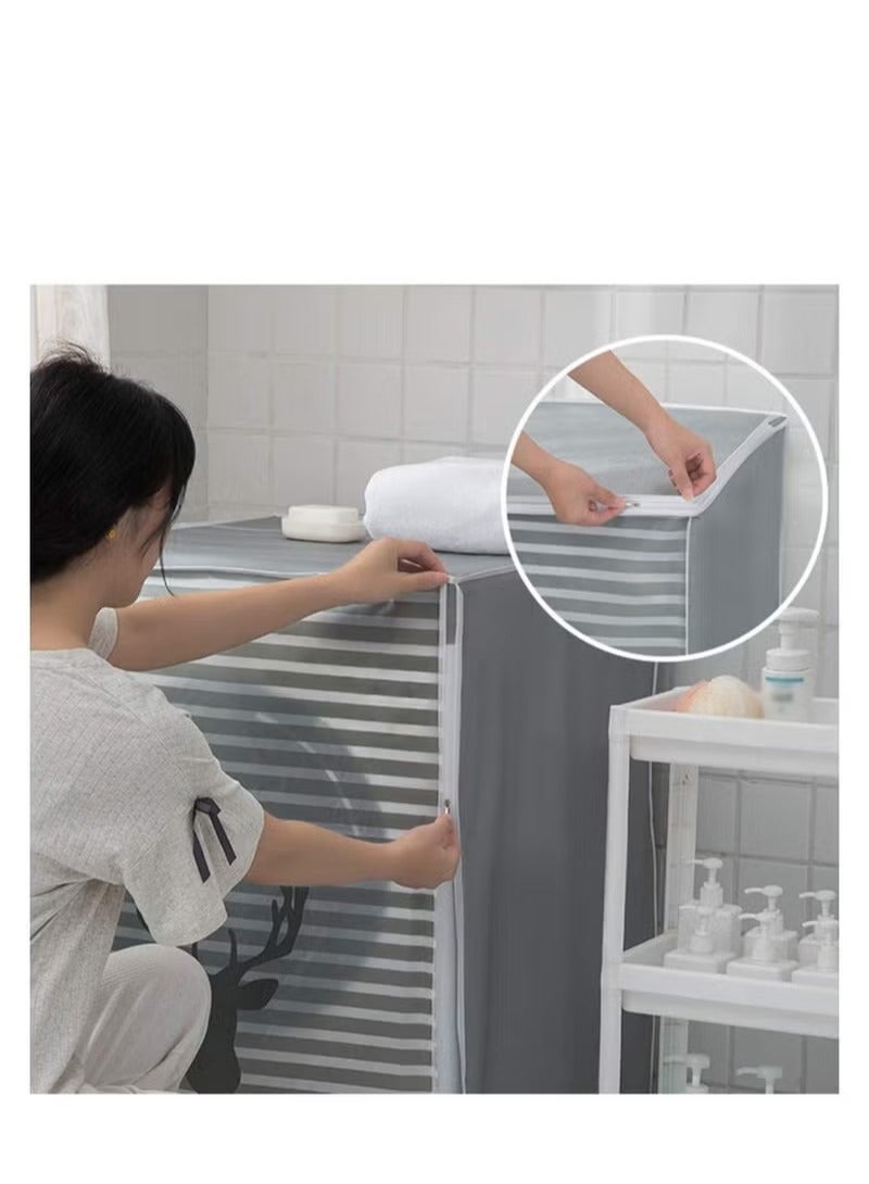 Washing Machine Cover, Clothes Washer Dust Dryer Cover Lid Tumble Dustproof Cover Case with Zipper for Front Load Washer Protection Waterproof Sun Cartoon Pattern for Drum Washing Machine - Image 3