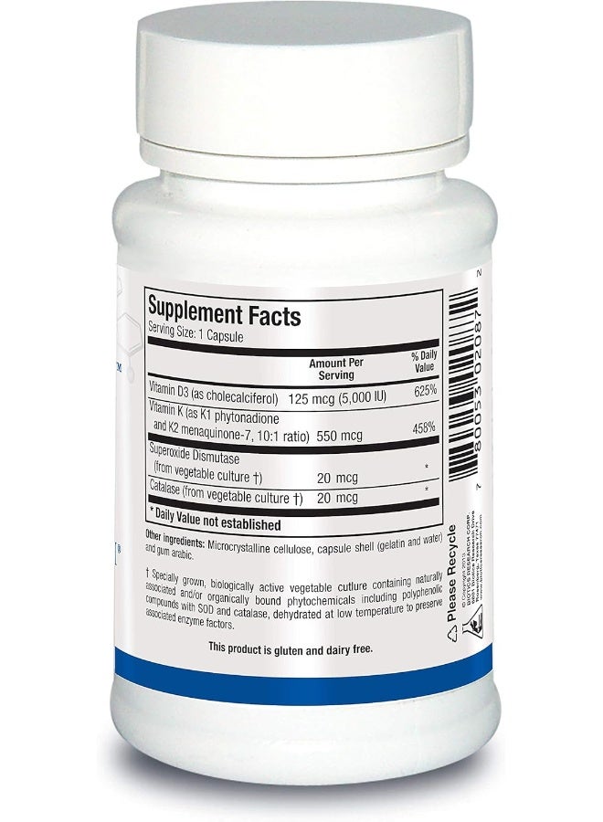BIOTICS Research Bio Dk Caps 125 Emulsified Vitamin D3 And 550 Vitamin K, Easy To Take Capsule, Mk 7, Stronger Bones, Heart Health, Musculoskeletal Strength, Healthy Bmi 60 Capsules - Image 2