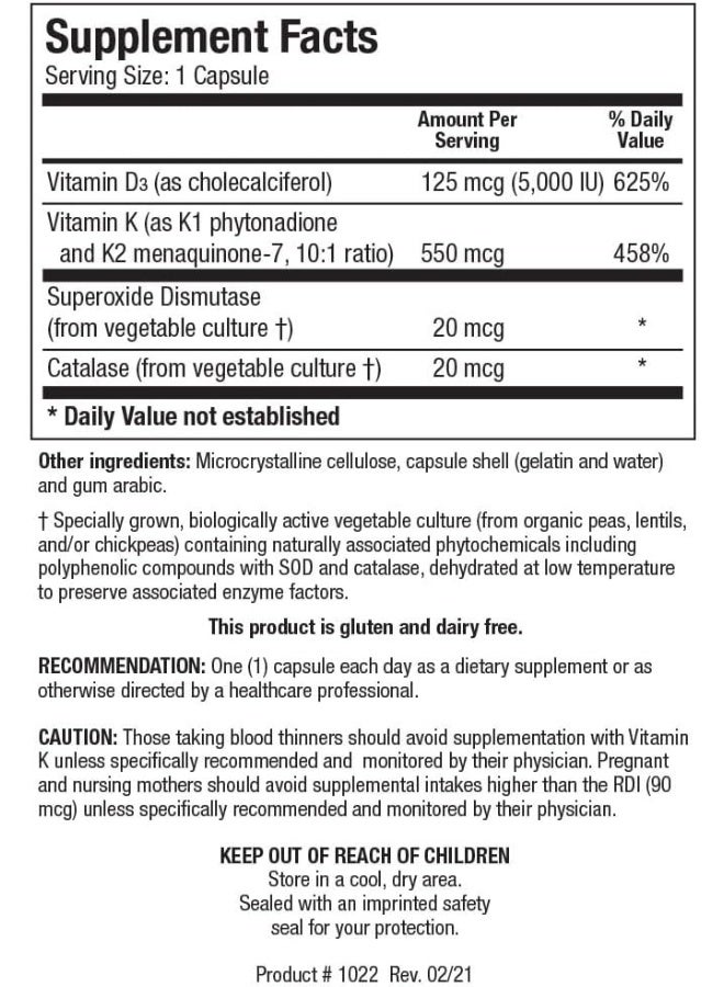 BIOTICS Research Bio Dk Caps 125 Emulsified Vitamin D3 And 550 Vitamin K, Easy To Take Capsule, Mk 7, Stronger Bones, Heart Health, Musculoskeletal Strength, Healthy Bmi 60 Capsules - Image 3
