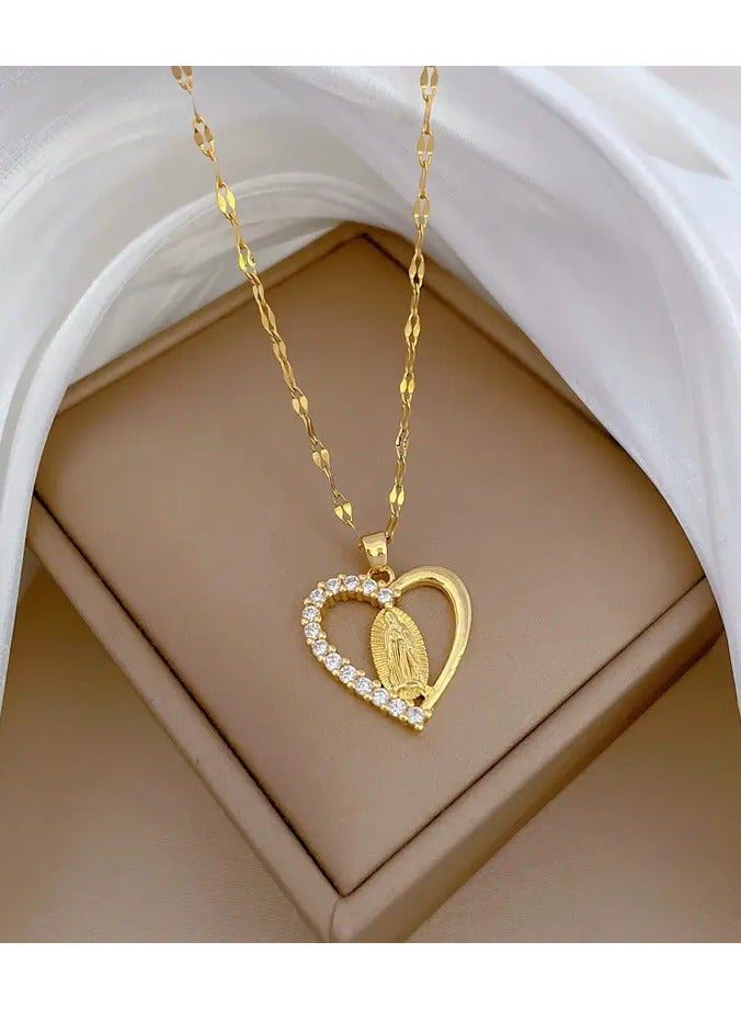 Home Clearance Sale Rhinestone With Stainless Steel Chain Necklace For Girls Jewelry Gifts  - Image 4
