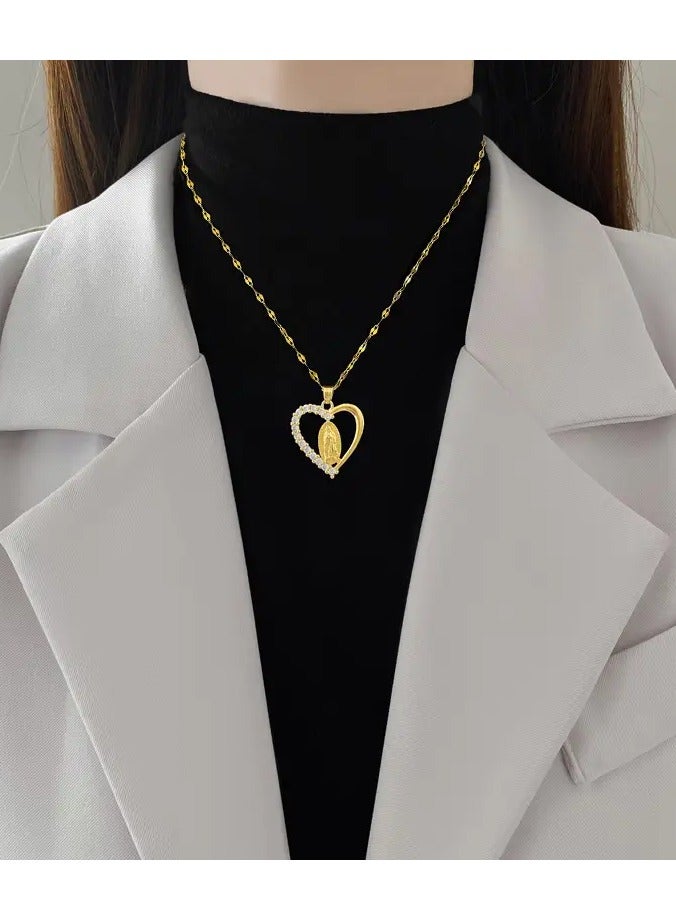 Home Clearance Sale Rhinestone With Stainless Steel Chain Necklace For Girls Jewelry Gifts  - Image 3