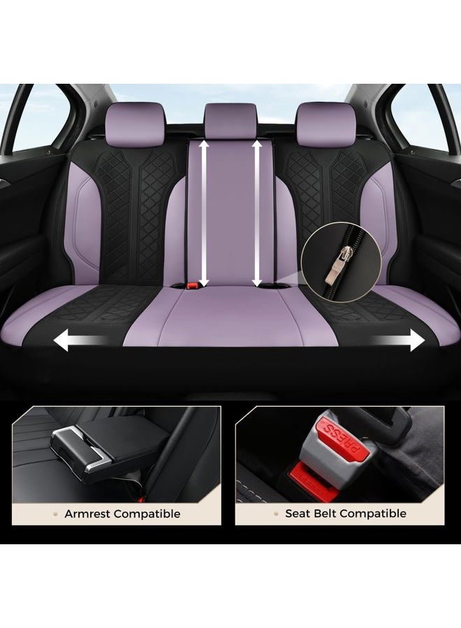 Coverado Seat Covers for Car 5 Seats, Leather Car Seat Covers Fullset, Breathable Mesh Front and Rear Protectors, Purple Luxury Automotive Covers, Universal Fit for SUV, Truck, Sedan - Image 4