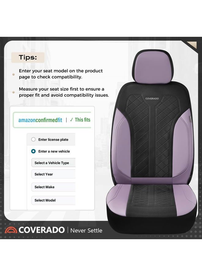 Coverado Seat Covers for Car 5 Seats, Leather Car Seat Covers Fullset, Breathable Mesh Front and Rear Protectors, Purple Luxury Automotive Covers, Universal Fit for SUV, Truck, Sedan - Image 5