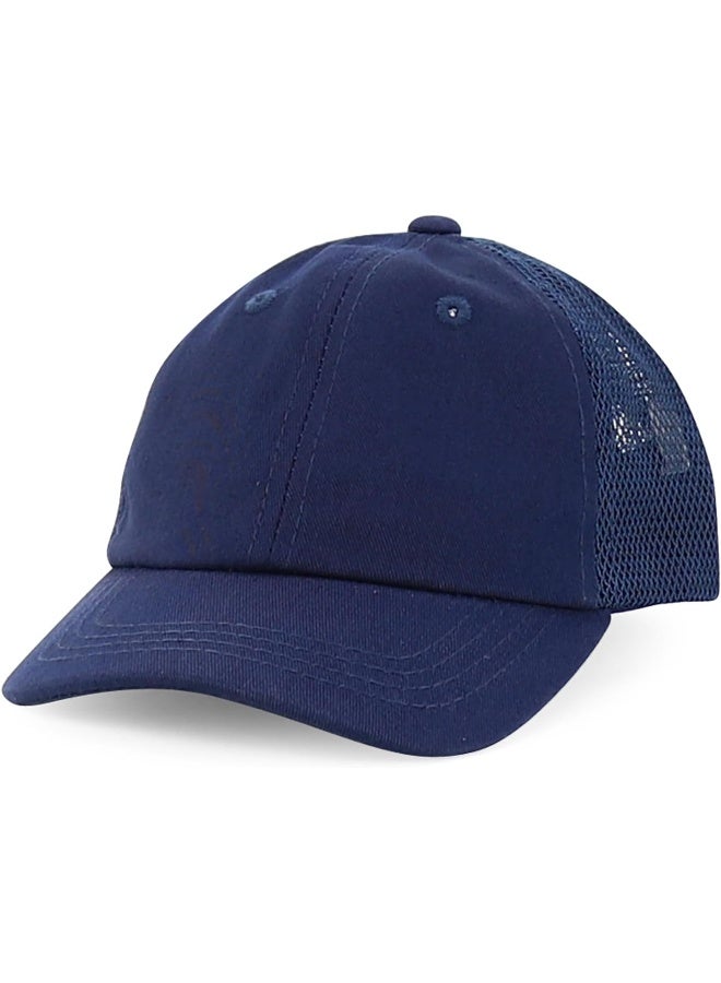 Trendy Apparel Shop Trendy Apparel Shop Infant Size Unstructured Adjustable Trucker Mesh Baseball Cap - Navy  - Image 1