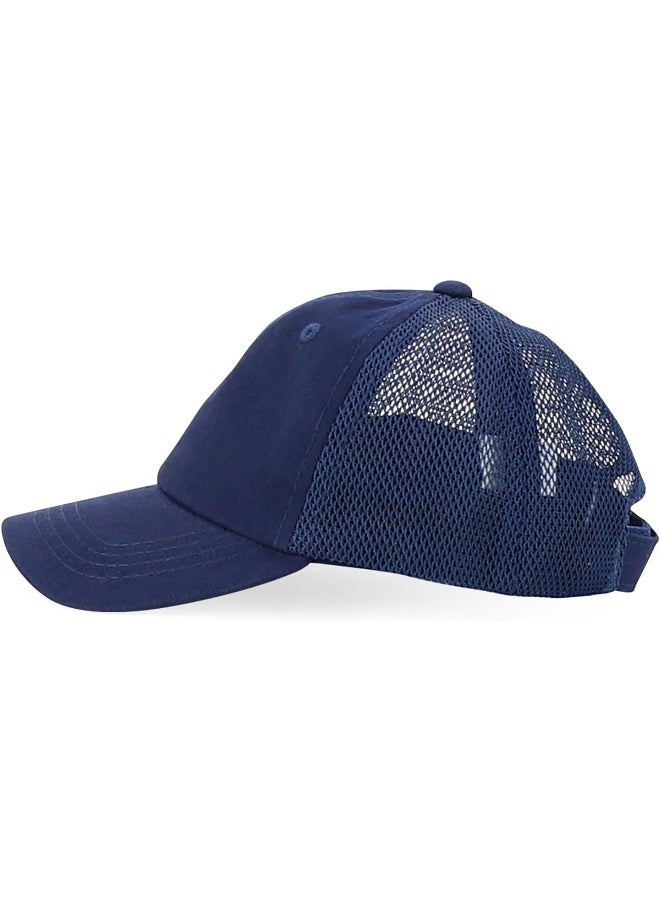 Trendy Apparel Shop Trendy Apparel Shop Infant Size Unstructured Adjustable Trucker Mesh Baseball Cap - Navy  - Image 3