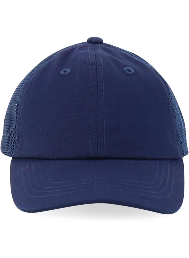 Trendy Apparel Shop Trendy Apparel Shop Infant Size Unstructured Adjustable Trucker Mesh Baseball Cap - Navy  - Image 2