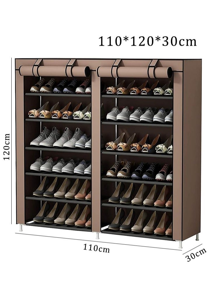 BLOOMING TIME Double-Row 6-Layer Simple Shoe Rack, Standing Shoe Rack, Roller Shutter Storage Shoe Rack, Waterproof, Dustproof, Adjustable Storage Space To Adapt To The Height Of The Shoes, Easy To Store And Organize, Need To Be Assembled, Simple Assembly - Image 4