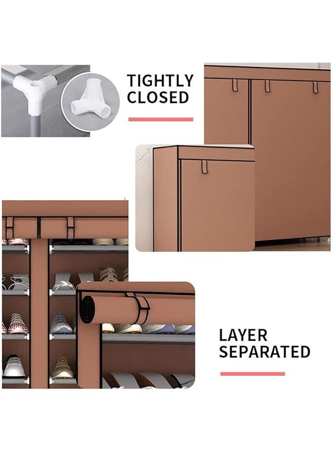 BLOOMING TIME Double-Row 6-Layer Simple Shoe Rack, Standing Shoe Rack, Roller Shutter Storage Shoe Rack, Waterproof, Dustproof, Adjustable Storage Space To Adapt To The Height Of The Shoes, Easy To Store And Organize, Need To Be Assembled, Simple Assembly - Image 5