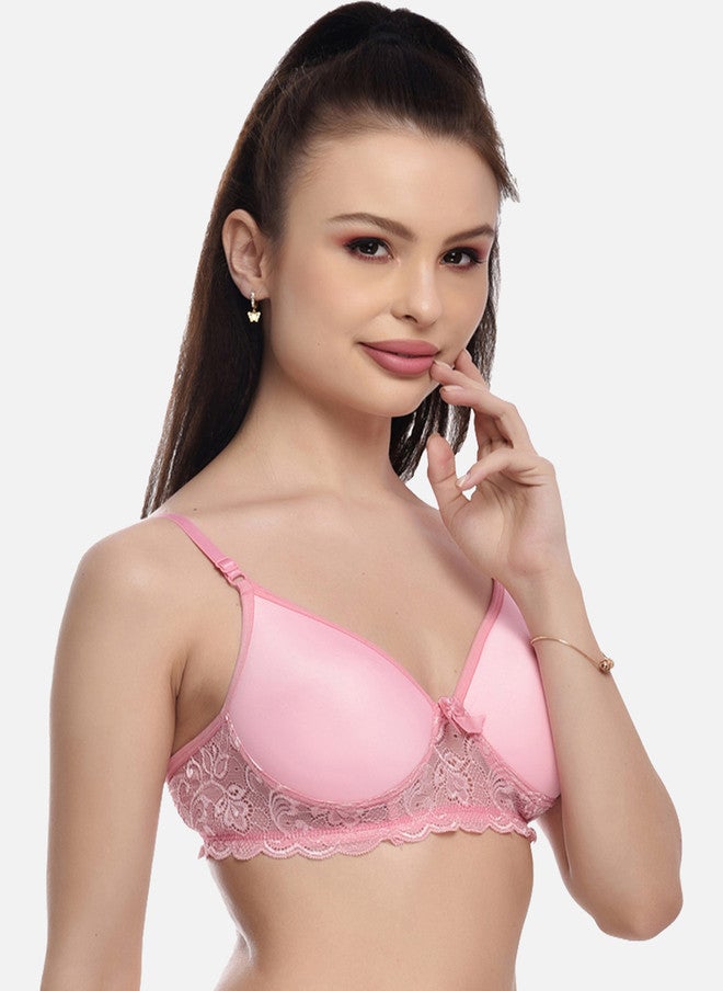 FIMS Pink Solid Bra Lightly Padded - Image 2