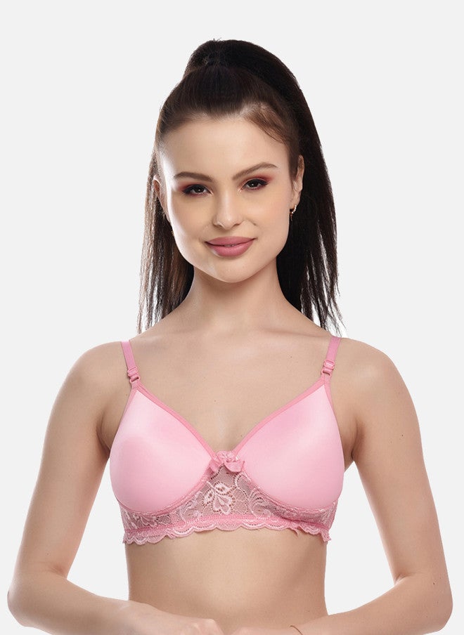 FIMS Pink Solid Bra Lightly Padded - Image 1