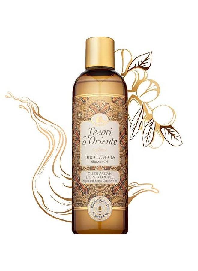 Tesori d'Oriente Shower Oil with Argan Oil & Sweet Cyprus Premium Cleansing and Soothing Shower Oil for Women 8.45 fl oz [Made in Italy] (Argan & Sweet Cyprus)  - Image 2