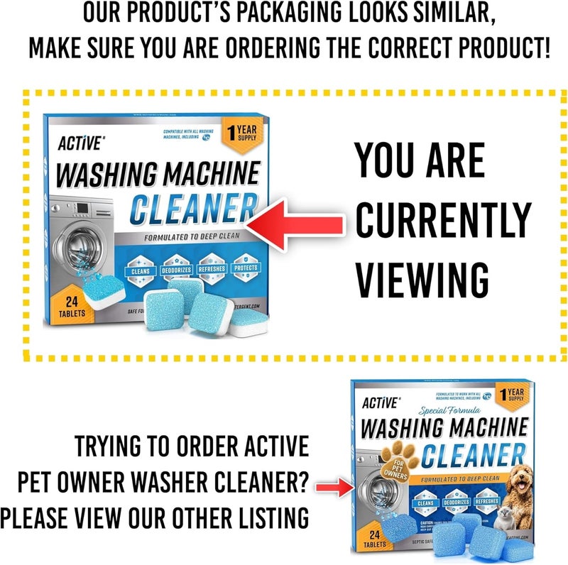 Active Washing Machine Cleaner Descaler 24 Pack - Deep Cleaning Tablets For HE Front Loader & Top Load Washer, Septic Safe Eco-Friendly Deodorizer, Clean Inside Drum and Laundry Tub Seal - 12 Month Supply - Image 5