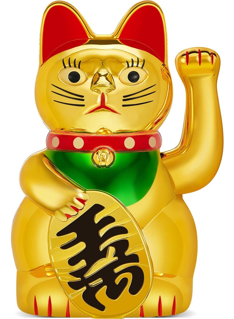 Lucky Cat Waving Arm Maneki Neko Gold Lucky Fortune Cat for Chinese Feng Shui Welcoming Fortune Luck Wealth Prosperity Decoration for Shops Restaurants Living Room Homes Decorations - Image 1