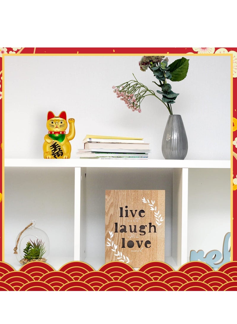 Lucky Cat Waving Arm Maneki Neko Gold Lucky Fortune Cat for Chinese Feng Shui Welcoming Fortune Luck Wealth Prosperity Decoration for Shops Restaurants Living Room Homes Decorations - Image 4