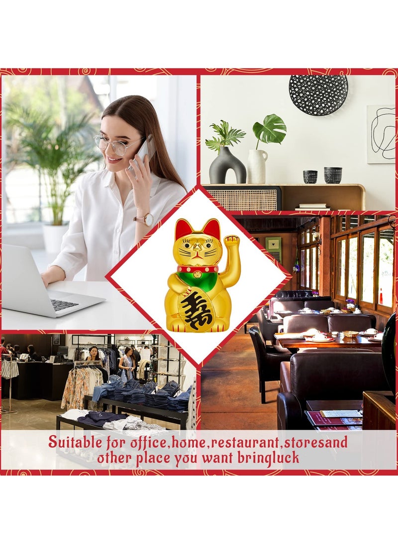 Lucky Cat Waving Arm Maneki Neko Gold Lucky Fortune Cat for Chinese Feng Shui Welcoming Fortune Luck Wealth Prosperity Decoration for Shops Restaurants Living Room Homes Decorations - Image 5