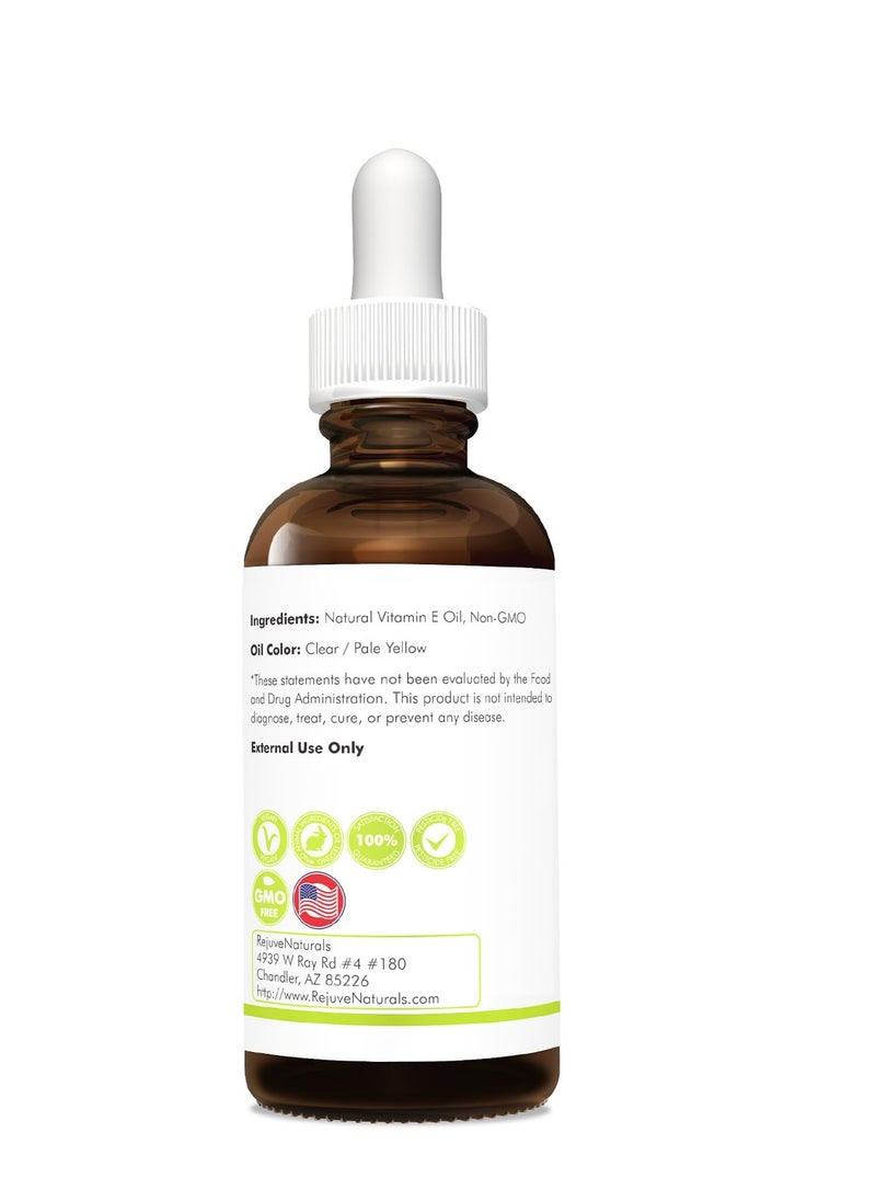 RejuveNaturals - Vitamin E Oil - 100% Pure & Natural, 85,800 IU. Repair Dry, Damaged Skin from Surgery & Acne, Age Spots & Wrinkles. Boost Collagen for Moisturized, Youthful-looking Skin. d-alpha tocopherol, 2 Fl Oz - Image 1