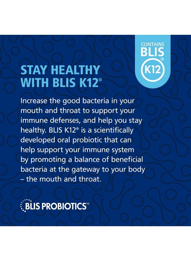 بليس بروبيوتيك BLIS ThroatHealth Oral Probiotics k12 2.5 Billion Cfu، لدعم مناعة الحلق وصحة الفم للبالغين والأطفال، أقراص استحلاب خالية من السكر (عبوة من 30 قرصًا) - Image 2