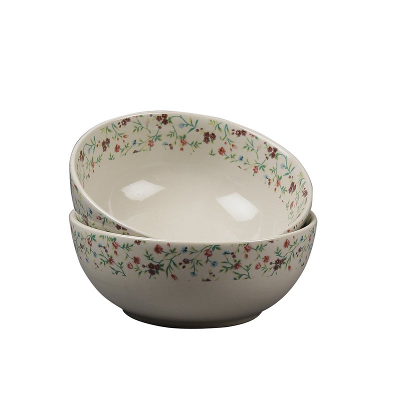miah decor Md-157 Stoneware Handcrafted Decal Serving Bowls, 7 Inch, Set of 2, Multi-Color - Image 2