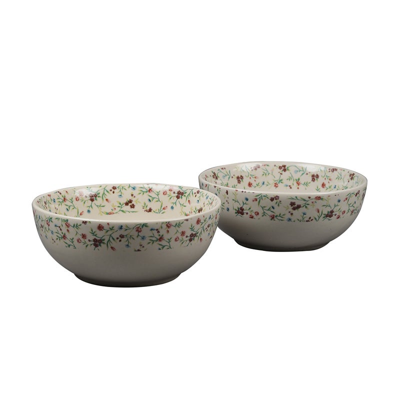 miah decor Md-157 Stoneware Handcrafted Decal Serving Bowls, 7 Inch, Set of 2, Multi-Color - Image 3
