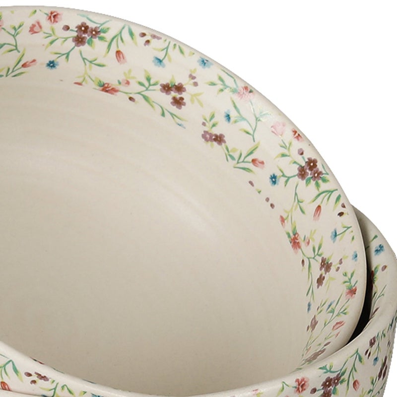 miah decor Md-157 Stoneware Handcrafted Decal Serving Bowls, 7 Inch, Set of 2, Multi-Color - Image 4