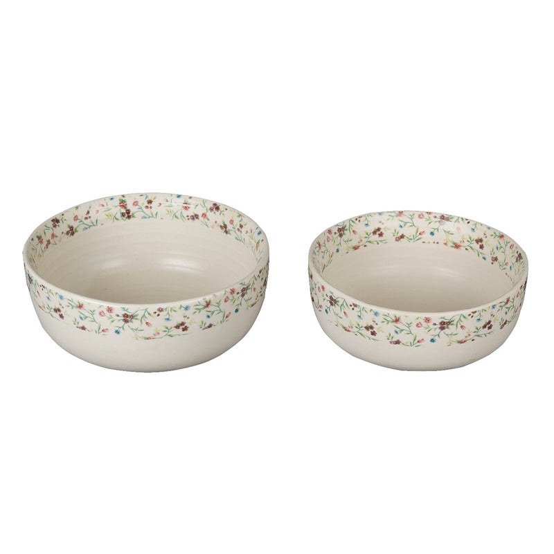 miah decor Md-157 Stoneware Handcrafted Decal Serving Bowls, 7 Inch, Set of 2, Multi-Color - Image 5