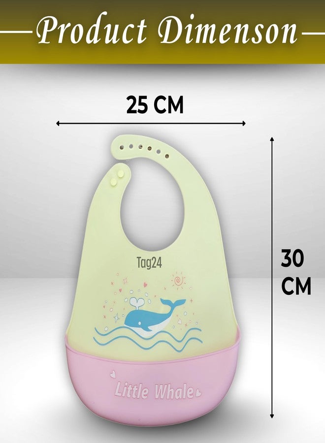 TAG24 Baby Bib for Feeding and Weaning Babies and Toddlers | Waterproof, Washable, Reusable | Adjustable Neckline with Buttons | Easy to Clean and Non-Messy Design (Whale-Yellow) - Image 5