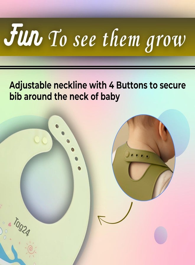 TAG24 Baby Bib for Feeding and Weaning Babies and Toddlers | Waterproof, Washable, Reusable | Adjustable Neckline with Buttons | Easy to Clean and Non-Messy Design (Whale-Yellow) - Image 3