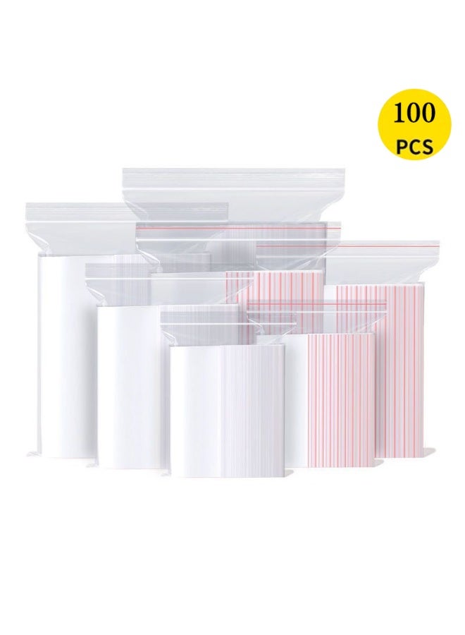 Neonix 100-Piece Reusable Zip Lock Plastic Packaging Bags Set Clear 8x12cm - Image 1