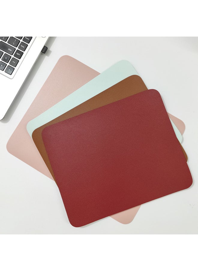 Solid Color Square Mouse Pad Tablet Notebook Two-color Nappa Leather Mouse Pad Table Pad Can Be Printed-Specifications And Models:Leather; 80*40mm; Dark Green; No Locking; Upload By Yourself