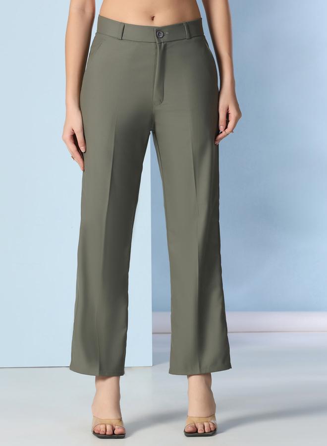 Take Two Olive Green Wide Leg Trousers - Image 1