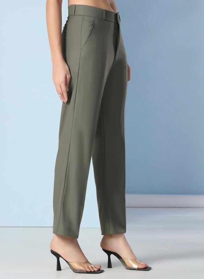 Take Two Olive Green Wide Leg Trousers - Image 5