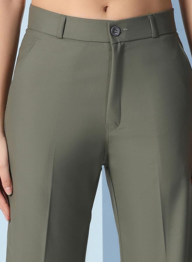 Take Two Olive Green Wide Leg Trousers - Image 3