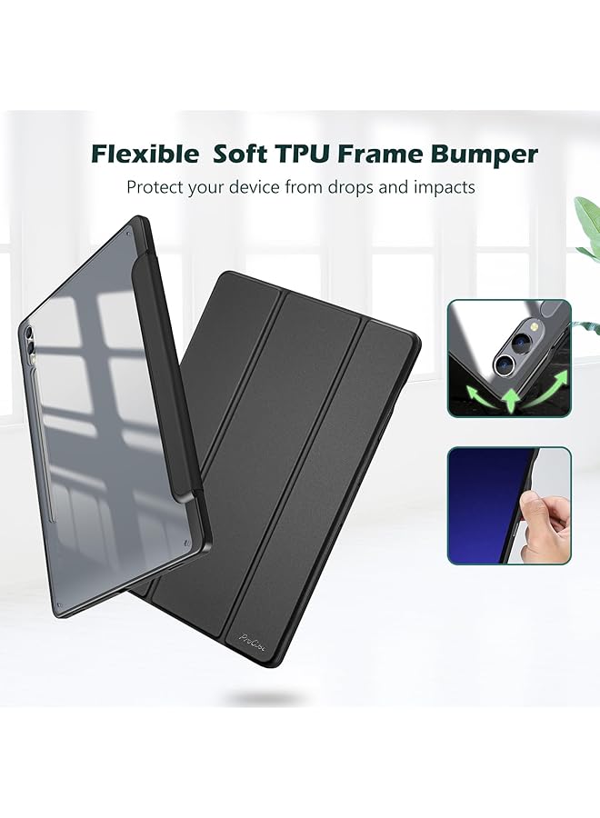 Procases Case For Galaxy Tab S9 Fe Plus S9 Fe+ 12.4 Inch 2023 Sm-X610 Sm-X616B With S Pen Holder Smart Cover With Clear Transparent Back And Soft Tpu Bumper For Galaxy Tab S9 Fe+ Plus -Graphite - Image 2