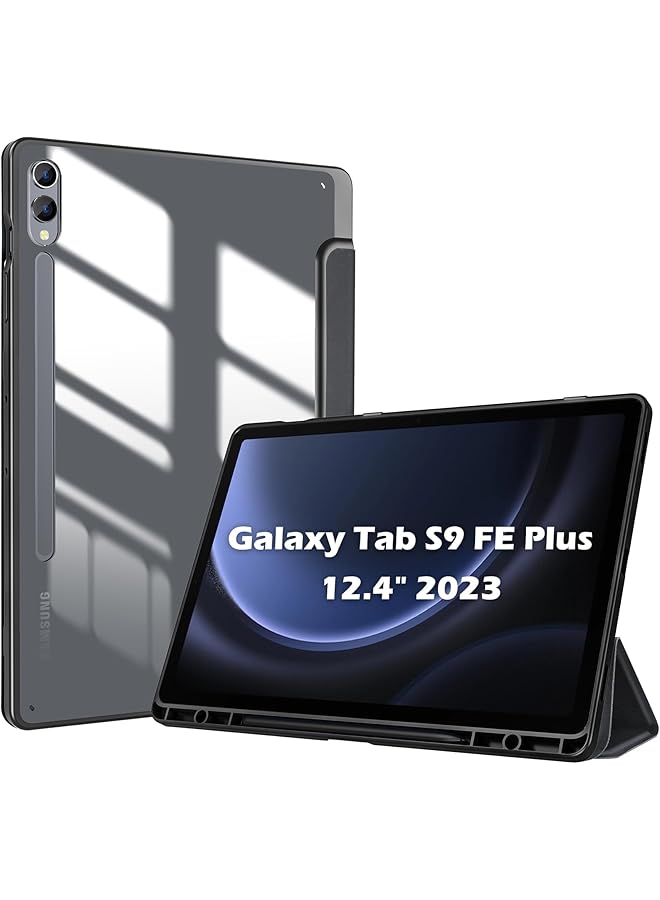 Procases Case For Galaxy Tab S9 Fe Plus S9 Fe+ 12.4 Inch 2023 Sm-X610 Sm-X616B With S Pen Holder Smart Cover With Clear Transparent Back And Soft Tpu Bumper For Galaxy Tab S9 Fe+ Plus -Graphite - Image 1