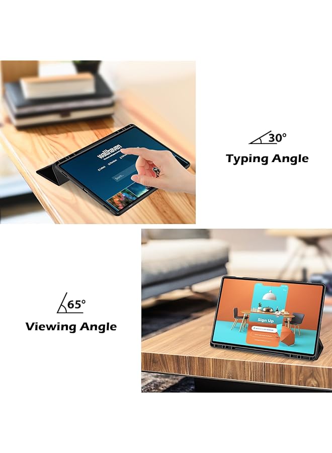 Procases Case For Galaxy Tab S9 Fe Plus S9 Fe+ 12.4 Inch 2023 Sm-X610 Sm-X616B With S Pen Holder Smart Cover With Clear Transparent Back And Soft Tpu Bumper For Galaxy Tab S9 Fe+ Plus -Graphite - Image 3