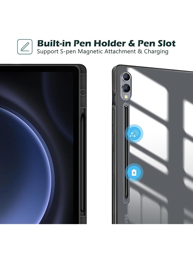 Procases Case For Galaxy Tab S9 Fe Plus S9 Fe+ 12.4 Inch 2023 Sm-X610 Sm-X616B With S Pen Holder Smart Cover With Clear Transparent Back And Soft Tpu Bumper For Galaxy Tab S9 Fe+ Plus -Graphite - Image 4