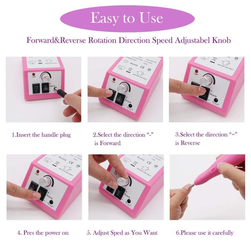 NAILWIND Professional Nail Drill Machine 20000 RPM Electric Nail Drill Nail File Kit for Acrylic Nails Gel Nails Glazing Nail Art Polisher Sets for Home Salon Use Nail Drill Manicure Pedicure Set - Image 3