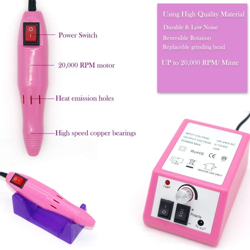 NAILWIND Professional Nail Drill Machine 20000 RPM Electric Nail Drill Nail File Kit for Acrylic Nails Gel Nails Glazing Nail Art Polisher Sets for Home Salon Use Nail Drill Manicure Pedicure Set - Image 5