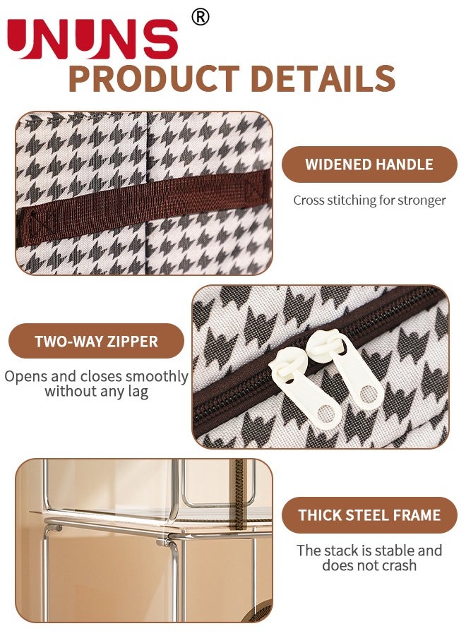 UNUNS Foldable Clothes Box,2-Piece Oxford Fabric Closet Organizer Bag Set With Carry Handles And Clear Window,66L Large Capacity Steel Frame Storage Bins For Bedding Blankets Toys Gift,50x40x33cm  - Image 5