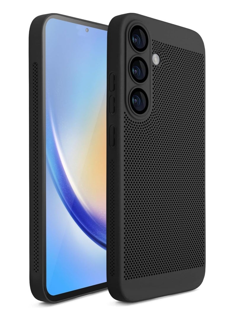 Case For Samsung Galaxy A16 4G/5G Heat Dissipation Case with Built-in Camera Lens Protector Slim Fit Breathable Cooling Anti-Fingerprint Hard PC Back Shockproof Cover (Black)