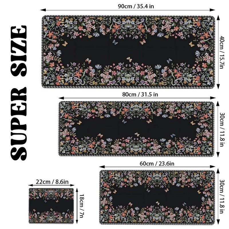 Floral Gaming Mouse Pad XXL 2D Flat Extended Desk Mat 30x80cm 11 8x31 5in Cute Desktop Decor For Computer Laptop Keyboard Office Supplies Gift For Men Women - Image 3