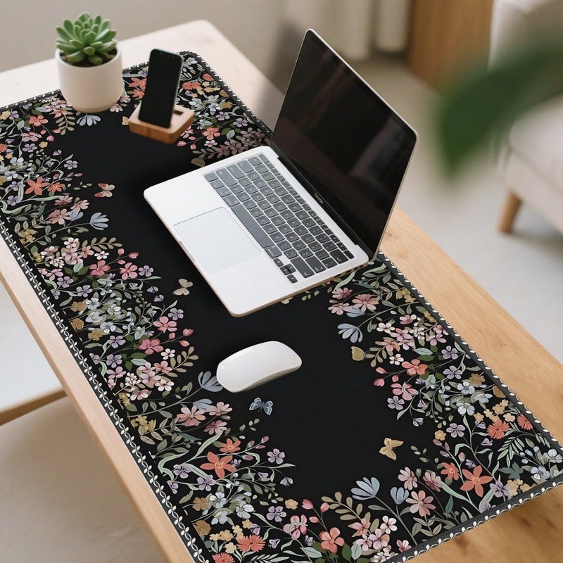 Floral Gaming Mouse Pad XXL 2D Flat Extended Desk Mat 30x80cm 11 8x31 5in Cute Desktop Decor For Computer Laptop Keyboard Office Supplies Gift For Men Women - Image 5