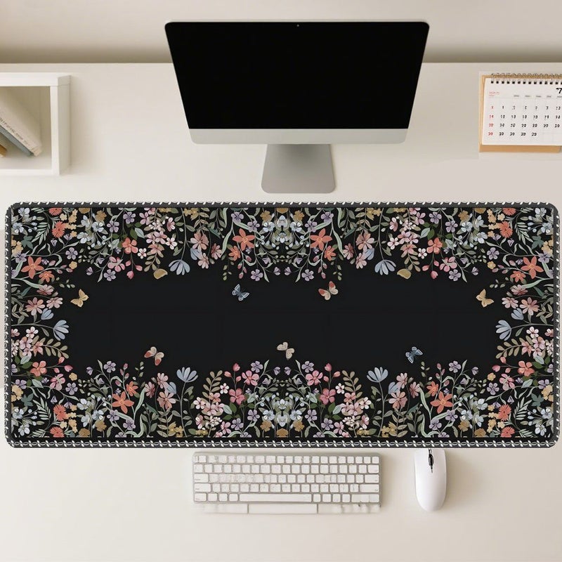 Floral Gaming Mouse Pad XXL 2D Flat Extended Desk Mat 30x80cm 11 8x31 5in Cute Desktop Decor For Computer Laptop Keyboard Office Supplies Gift For Men Women - Image 1