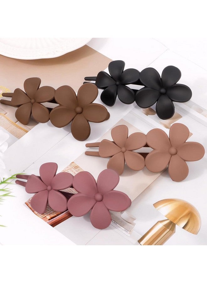 BIG BOX 4PCS Flower Flat Claw Clips for Women With Thick Hair - No Bend Alligator Duck Billed Styling Clips - Matte French Hair Barrettes - Image 3